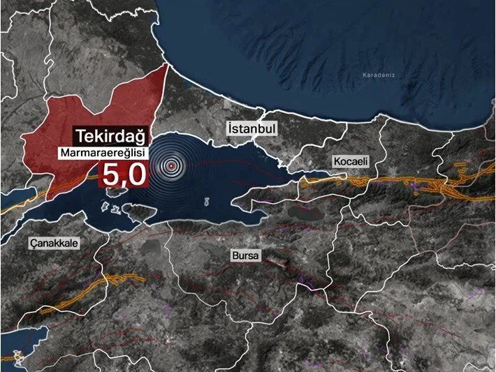Marmara Denizi’nde 5 Büyüklüğünde Deprem